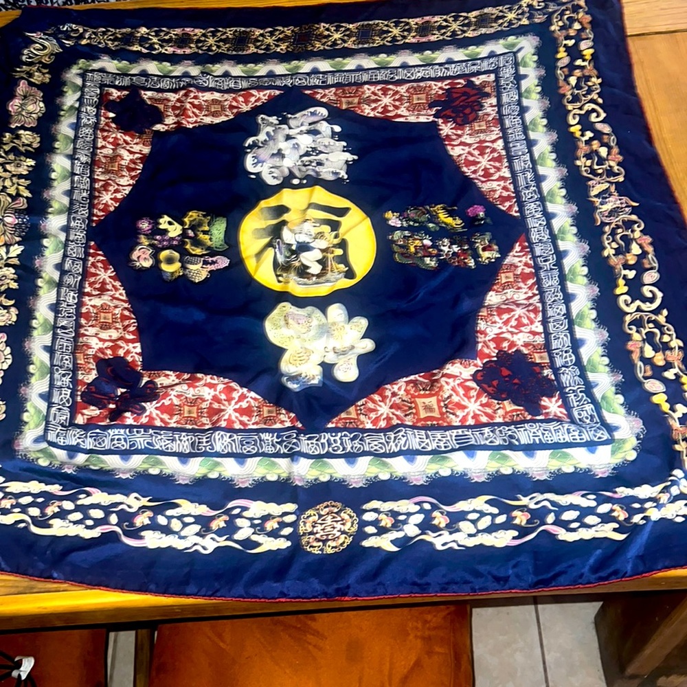 💯 SILK Extra Large Vintage Scarf Wrap - Picture 3 of 12
